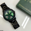 Round Car Wheel Green Rim Men's Watch