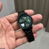 Round Car Wheel Green Rim Men's Watch
