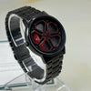 Round Car Wheel Red Rim Men's Watch
