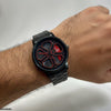 Round Car Wheel Red Rim Men's Watch