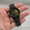 Round Car Wheel Yellow Rim Men's Watch