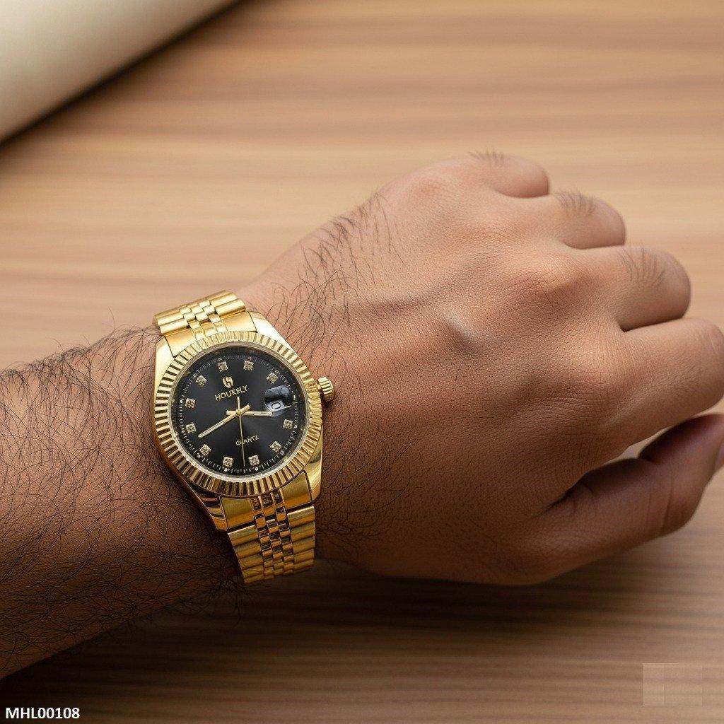 Round Black Dial Men's Watch