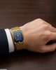 Rectangle Blue Bezel Dial Couple Watch