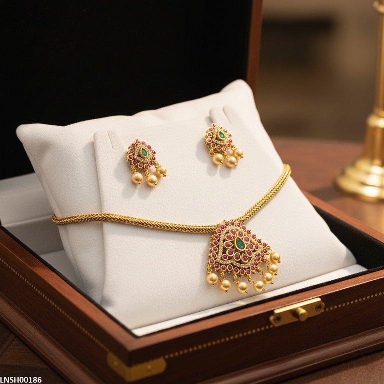 Round Pearl Drop Necklace Set