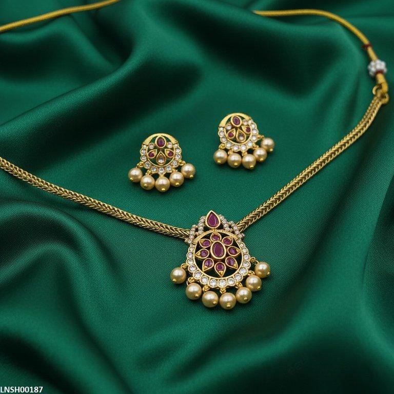 Tear/Oval Flower Pearl Drop Necklace Set