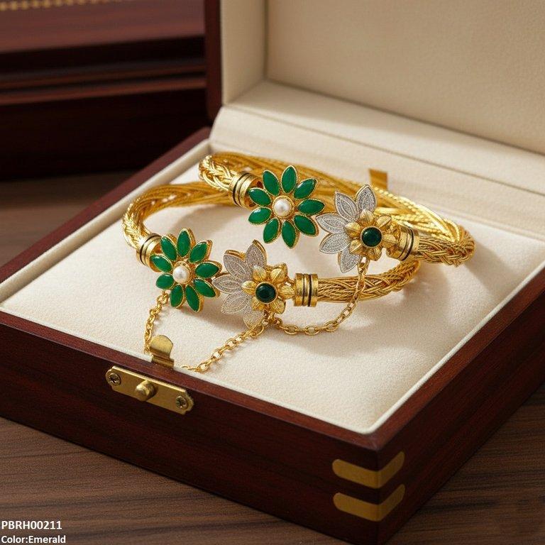 Flower Bangles Set Adjustable