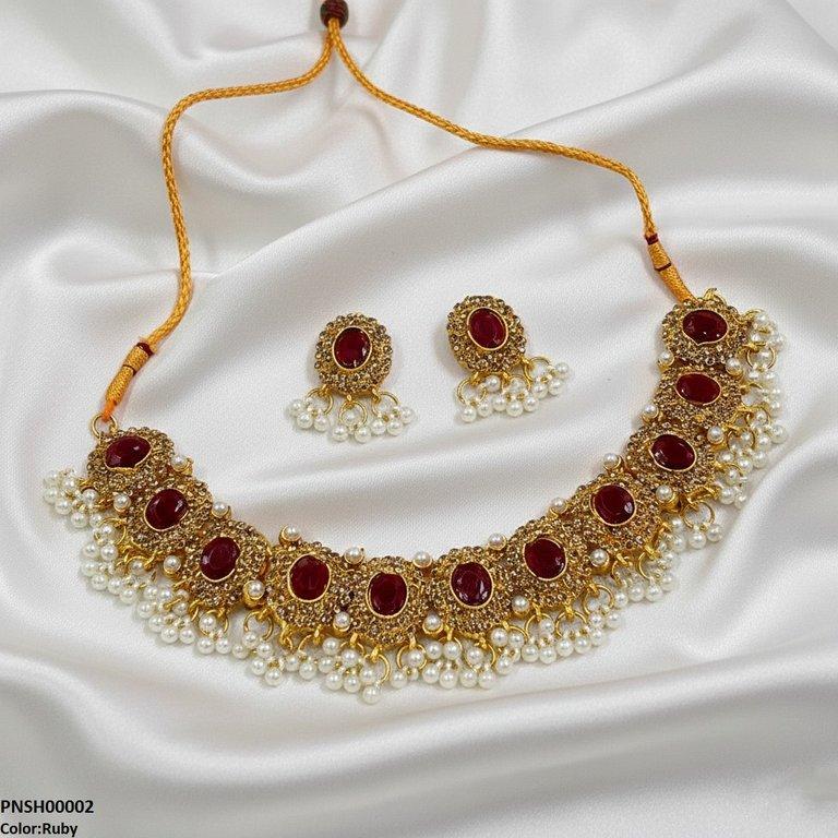 Oval Pearl Drop Necklace Set