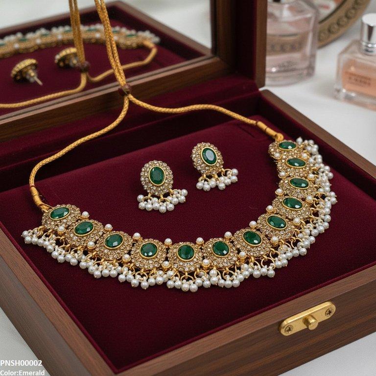 Oval Pearl Drop Necklace Set