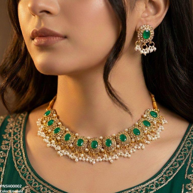 Oval Pearl Drop Necklace Set