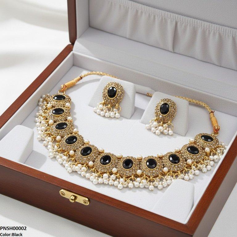 Oval Pearl Drop Necklace Set