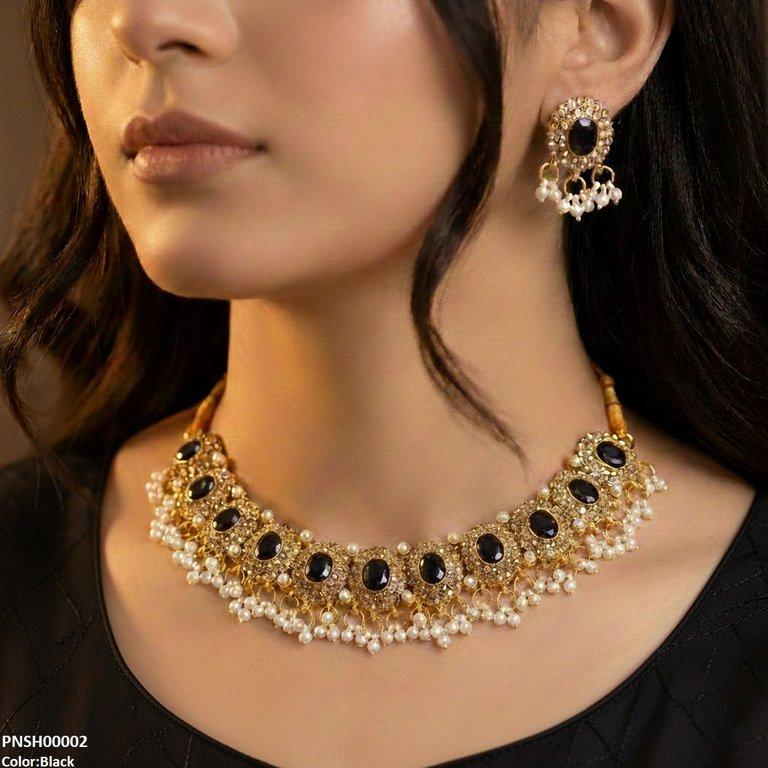 Oval Pearl Drop Necklace Set
