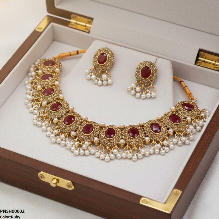 Oval Pearl Drop Necklace Set