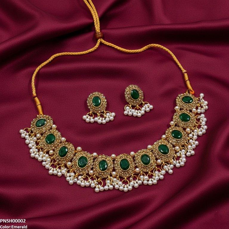 Oval Pearl Drop Necklace Set