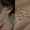 Round Stone Hoops Pair