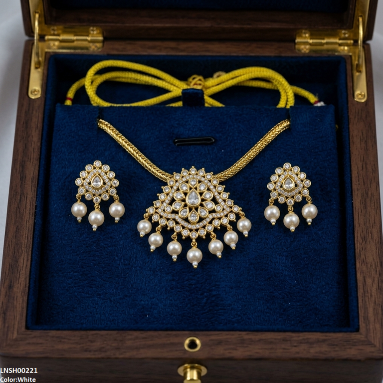 Round Pearl Drop South Indian Necklace Set