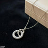 Stainless Steel Zircon Double Round Pendant