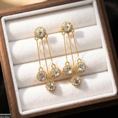 Three Round Layeard Drop Earrings