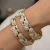 Round Leaf Stone Bangle Set