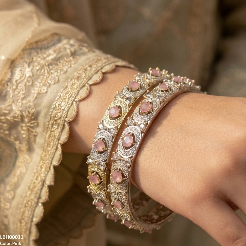 Round Stone Bangle Set