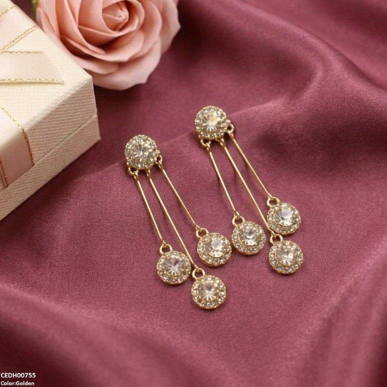 Three Round Layeard Drop Earrings