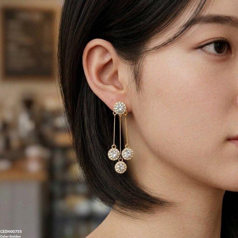 Three Round Layeard Drop Earrings