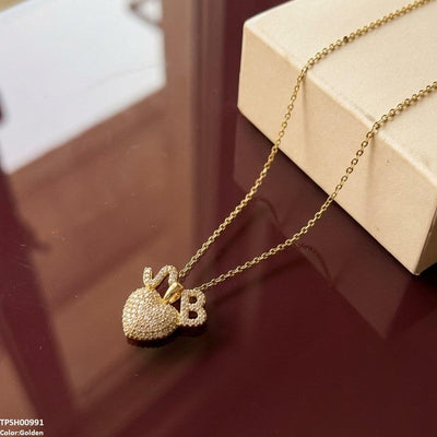 Stainless Steel Zircon Heart Pendant
