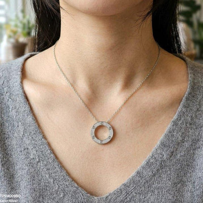 Stainless Steel Zircon Round Pendant