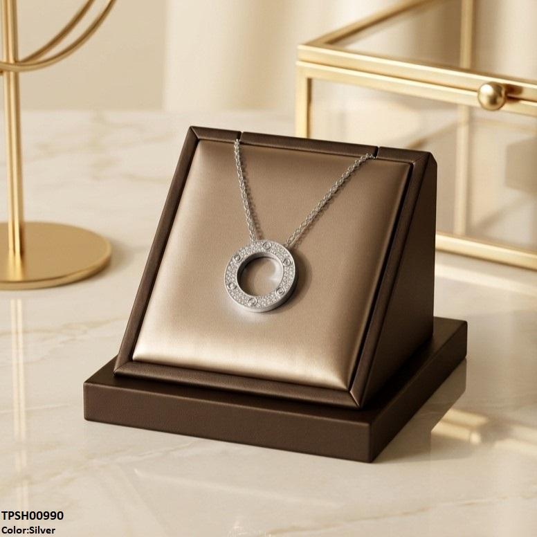 Stainless Steel Zircon Round Pendant