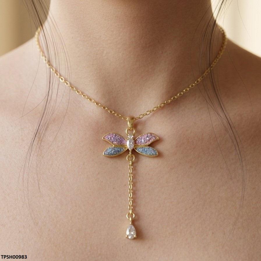 Stainless Steel Zircon Butterfly/Tear Drop Pendant
