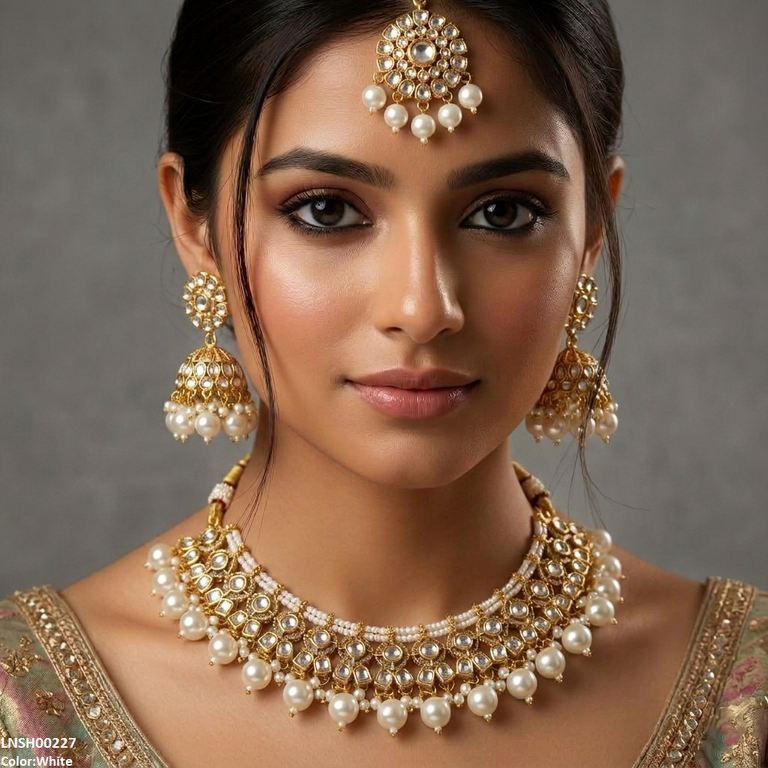 Round Flower Rajwari Necklace Set