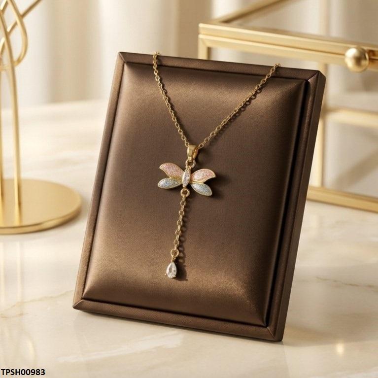 Stainless Steel Zircon Butterfly/Tear Drop Pendant