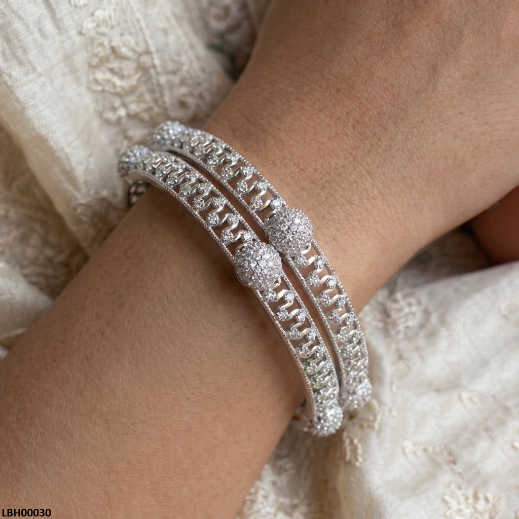Round Stone Bangles Set