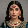Marquise/Square Stone Pearl Drop Rajwari Necklace Set