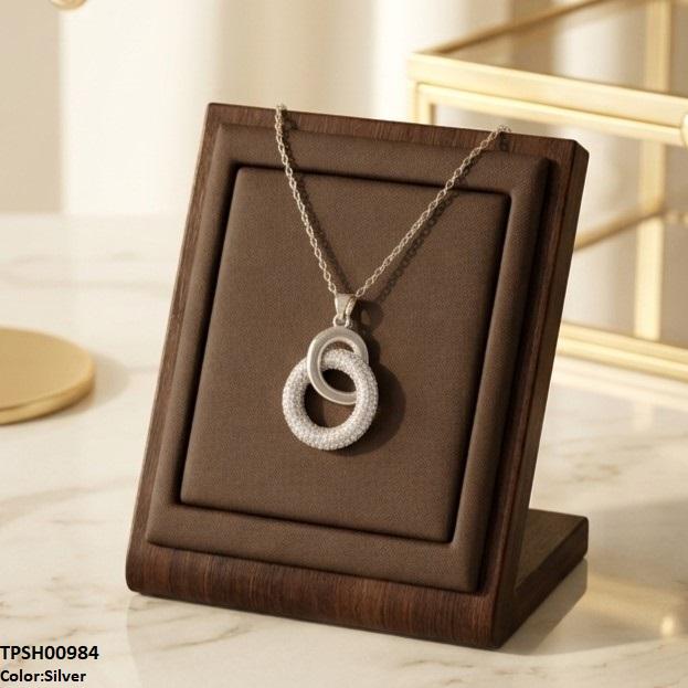 Stainless Steel Zircon Double Round Pendant