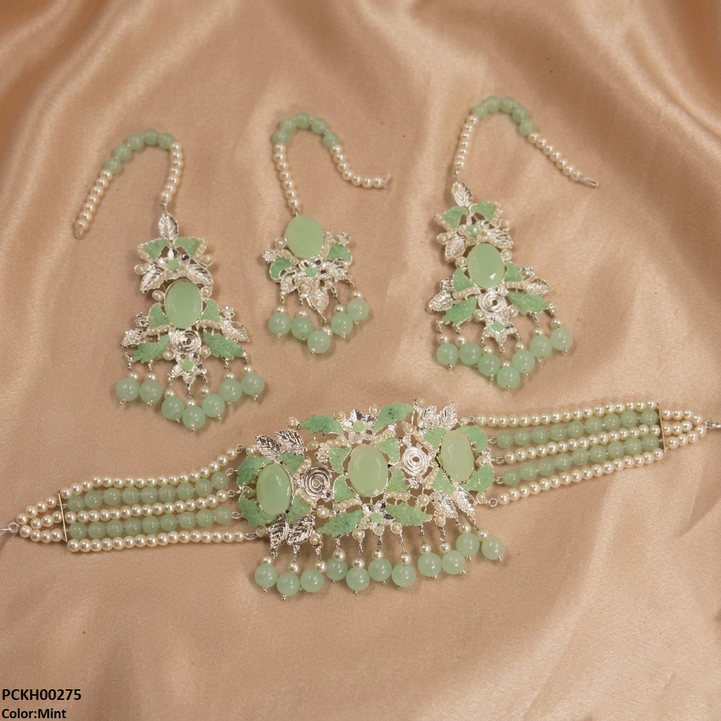 Oval Pearl Drop Choker Set