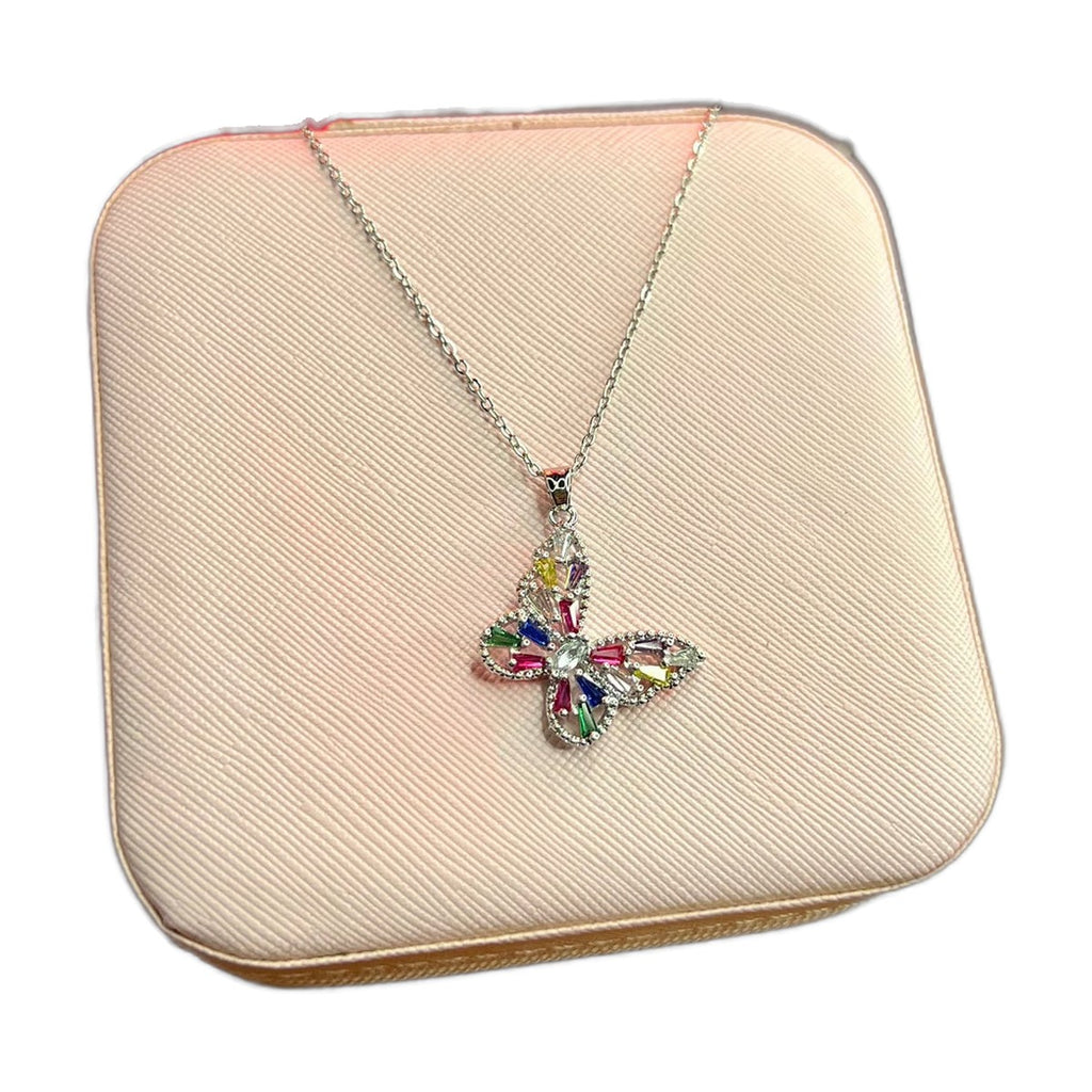 Multi Stone Butterfly Necklace