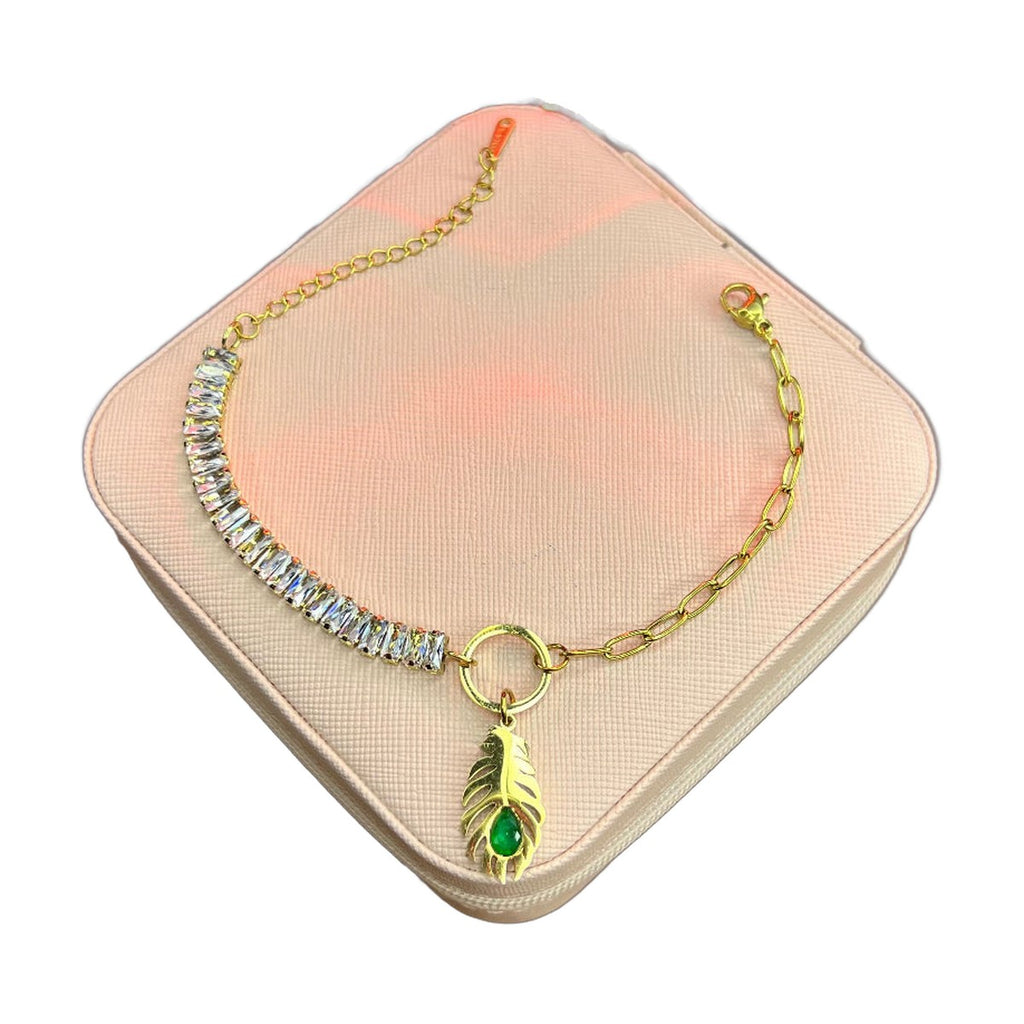 Stainless Steel 18k Drop Stone Tennis Bracelet