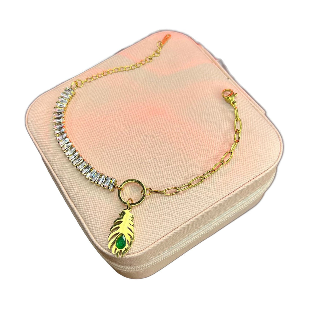 Stainless Steel 18k Drop Stone Tennis Bracelet