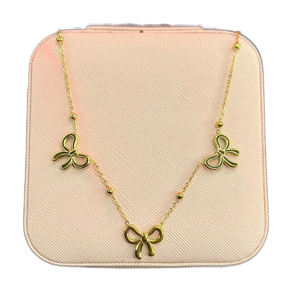 Stainless Steel 18k 3 Motifs Coquette Necklace