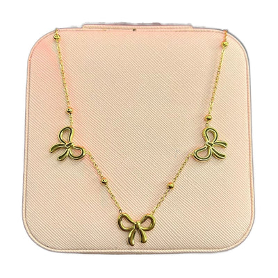 Stainless Steel 18k 3 Motifs Coquette Necklace