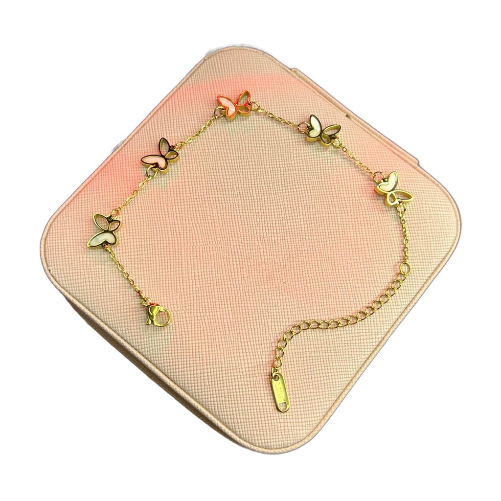 Stainless Steel 18k 5 Motifs Chain Bracelet