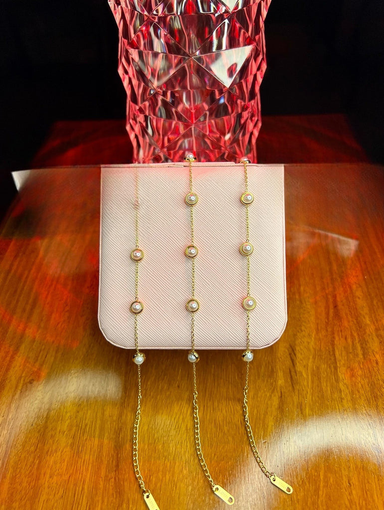 Stainless Steel 18k 5 Motifs Pearl Bracelet
