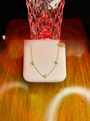 Stainless Steel 18k 5 Motifs Pearl Necklace