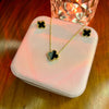 Stainless Steel 18k Black Clover Necklace Earring Set