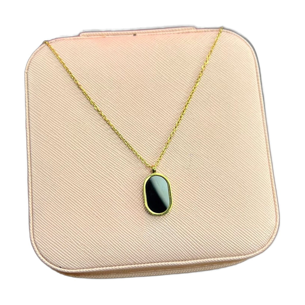 Stainless Steel 18k Black Dial Necklace