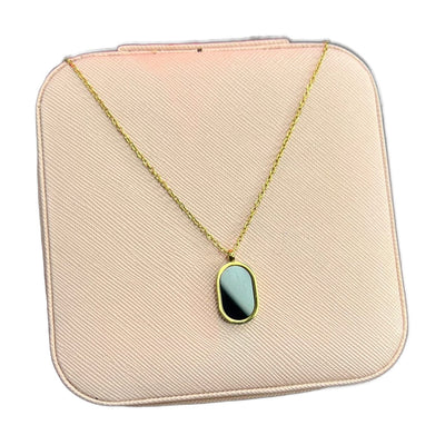 Stainless Steel 18k Black Dial Necklace
