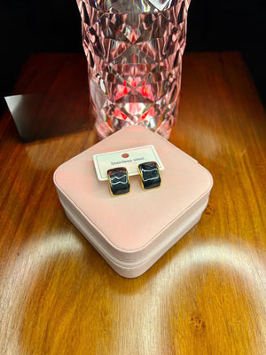 Stainless Steel 18k Black Enamel EarStuds