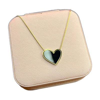 Stainless Steel 18k Black Heart Necklace