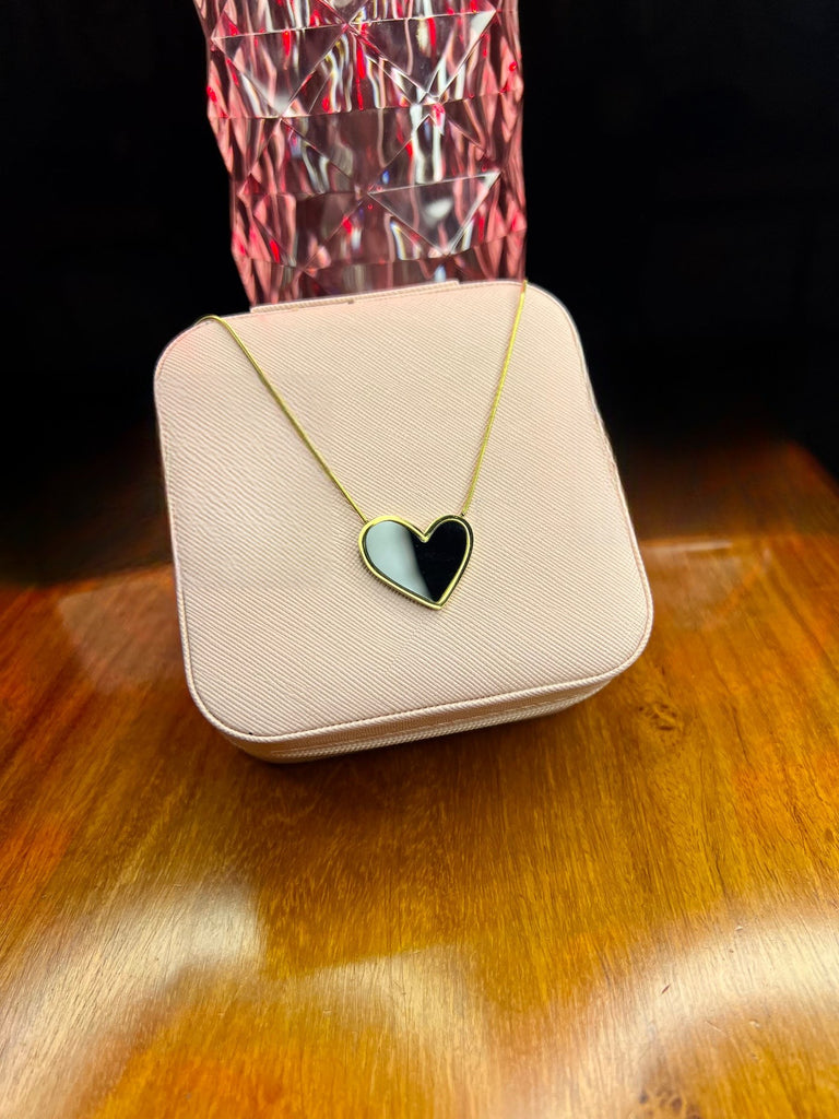 Stainless Steel 18k Black Heart Necklace