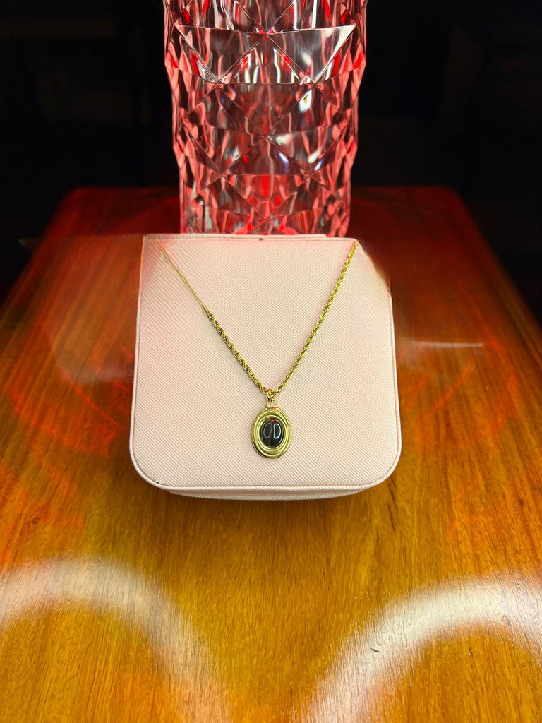 Stainless Steel 18k Black Opal Rope Chain Necklace